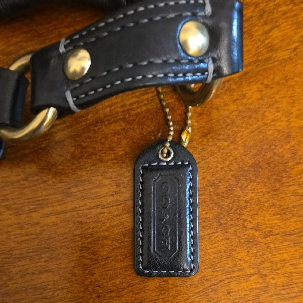 Coach Black Leather Shoulder Bag with Gold Accents - Picture 6 of 6